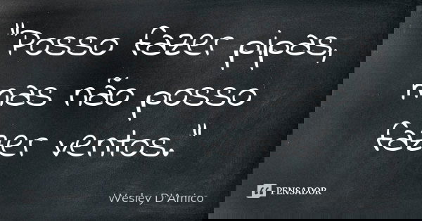 “Posso fazer pipas, mas não posso fazer ventos.”... Frase de Wesley D'Amico.