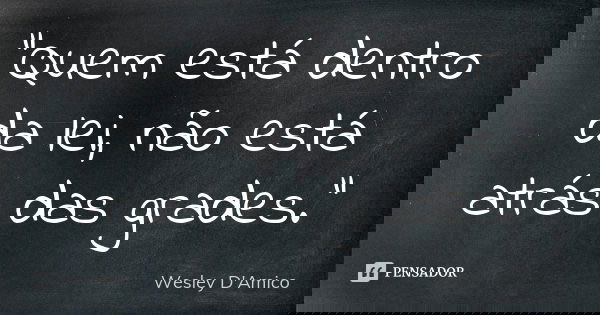 “Quem está dentro da lei, não está atrás das grades.”... Frase de Wesley D'Amico.