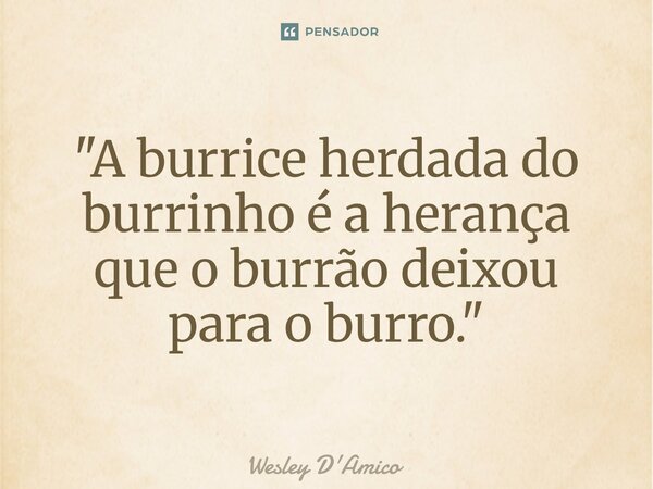 ⁠"A burrice herdada do burrinho é a herança que o burrão deixou para o burro."... Frase de Wesley D'Amico.