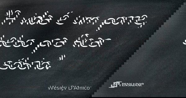 "A vida é um porre, bebo pra ficar sóbrio."... Frase de Wesley D'Amico.