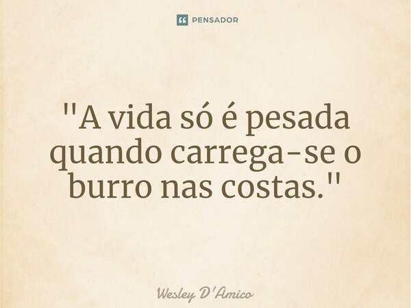 ⁠"A vida só é pesada quando carrega-se o burro nas costas."... Frase de Wesley D'Amico.