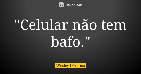 "Celular não tem bafo."... Frase de Wesley D'Amico.