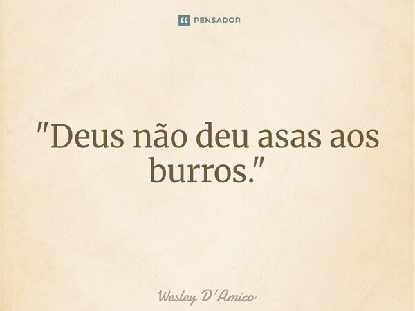 ⁠"Deus não deu asas aos burros."... Frase de Wesley D'Amico.