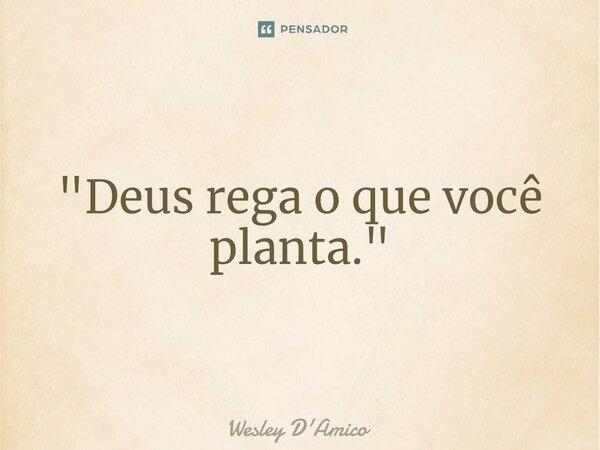 ⁠"Deus rega o que você planta."... Frase de Wesley D'Amico.