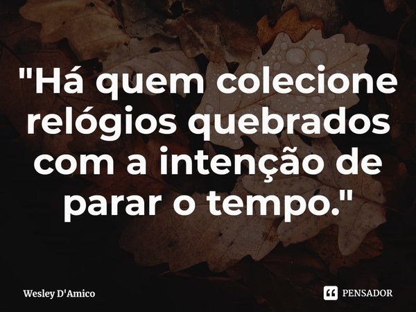 ⁠⁠"Há quem colecione relógios quebrados com a intenção de parar o tempo."... Frase de Wesley D'Amico.