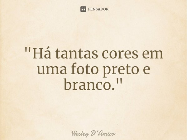 "⁠Há tantas cores em uma foto preto e branco."... Frase de Wesley D'Amico.