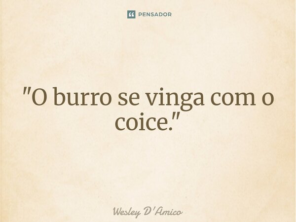 ⁠"O burro se vinga com o coice."... Frase de Wesley D'Amico.