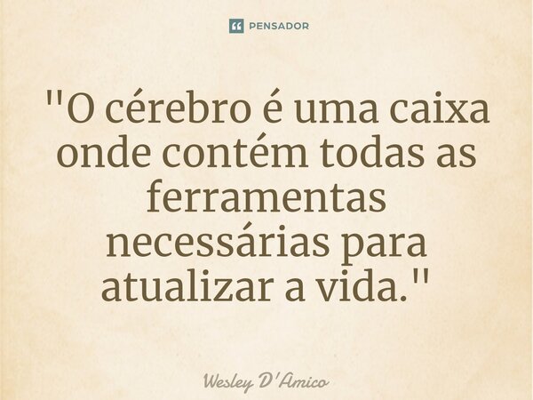 ⁠"O cérebro é uma caixa onde contém todas as ferramentas necessárias para atualizar a vida."... Frase de Wesley D'Amico.
