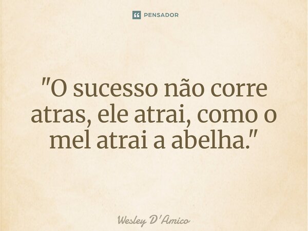 ⁠"O sucesso não corre atrás, ele atrai, como o mel atrai a abelha."... Frase de Wesley D'Amico.
