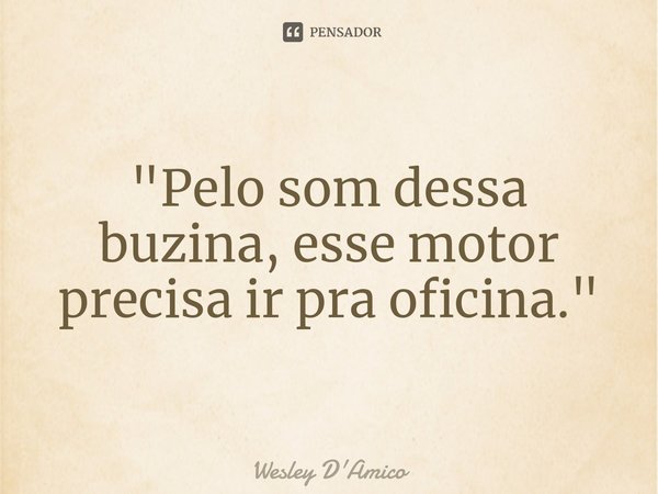⁠"Pelo som dessa buzina, esse motor precisa ir pra oficina."... Frase de Wesley D'Amico.