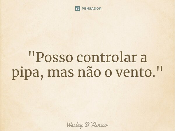 "Posso controlar a pipa, mas não o vento."⁠... Frase de Wesley D'Amico.