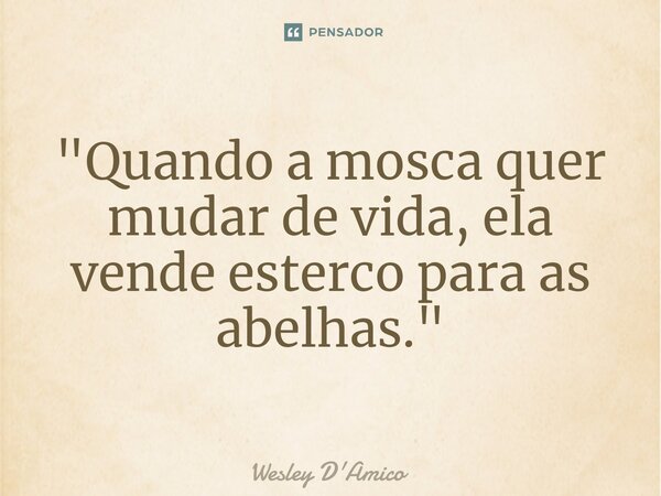 ⁠"Quando a mosca quer mudar de vida, ela vende esterco para as abelhas."... Frase de Wesley D'Amico.