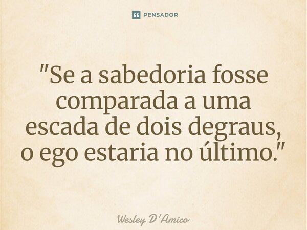 ⁠"Se a sabedoria fosse comparada a uma escada de dois degraus, o ego estaria no último."... Frase de Wesley D'Amico.