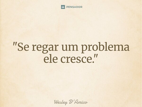 ⁠"Se regar um problema ele cresce."... Frase de Wesley D'Amico.