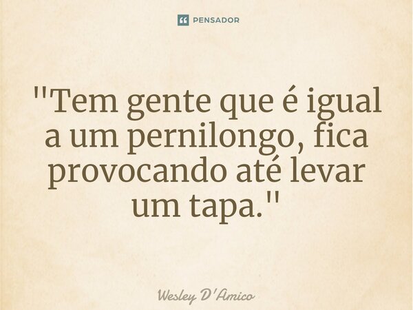 ⁠"Tem gente que é igual a um pernilongo, fica provocando até levar um tapa."... Frase de Wesley D'Amico.