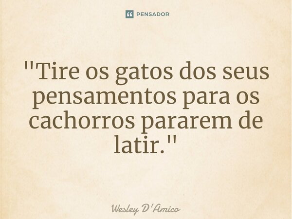 ⁠"Tire os gatos dos seus pensamentos para os cachorros pararem de latir."... Frase de Wesley D'Amico.