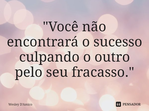⁠"Você não encontrará o sucesso culpando o outro pelo seu fracasso."... Frase de Wesley D'Amico.