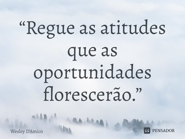 ⁠“Regue as atitudes que as oportunidades florescerão.”... Frase de Wesley D'Amico.