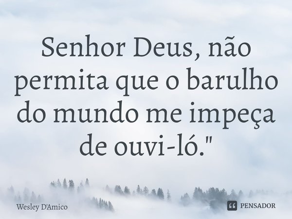 ⁠Senhor Deus, não permita que o barulho do mundo me impeça de ouvi-ló."... Frase de Wesley D'Amico.