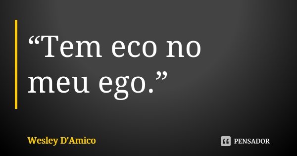 “Tem eco no meu ego.”... Frase de Wesley D'Amico.
