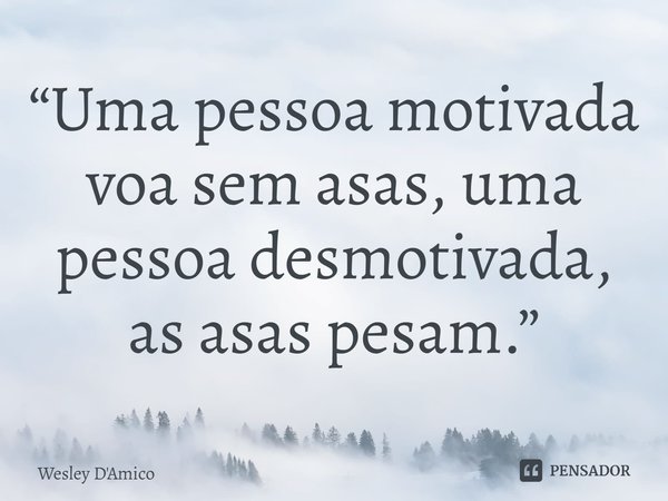 ⁠“Uma pessoa motivada voa sem asas, uma pessoa desmotivada, as asas pesam.”... Frase de Wesley D'Amico.