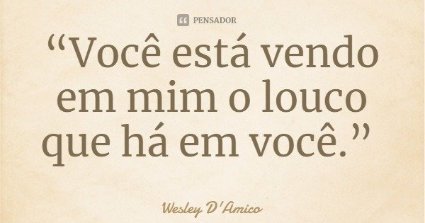 “Você está vendo em mim o louco que há em você.”... Frase de Wesley D'Amico.