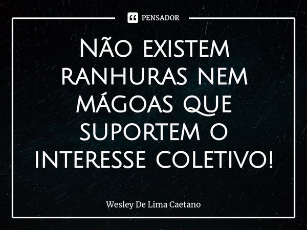 ⁠Não existem ranhuras nem mágoas que suportem o interesse coletivo!... Frase de Wesley De Lima Caetano.