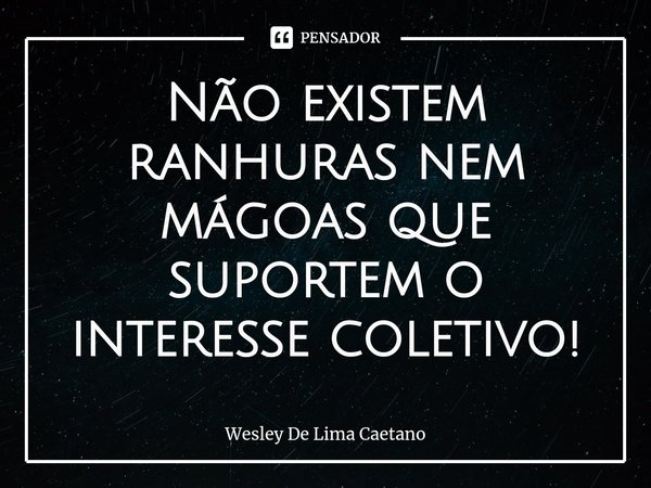 ⁠Não existem ranhuras nem mágoas que suportem o interesse coletivo!... Frase de Wesley De Lima Caetano.