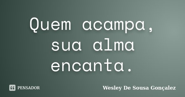 Quem acampa, sua alma encanta.... Frase de Wesley De Sousa Gonçalez.