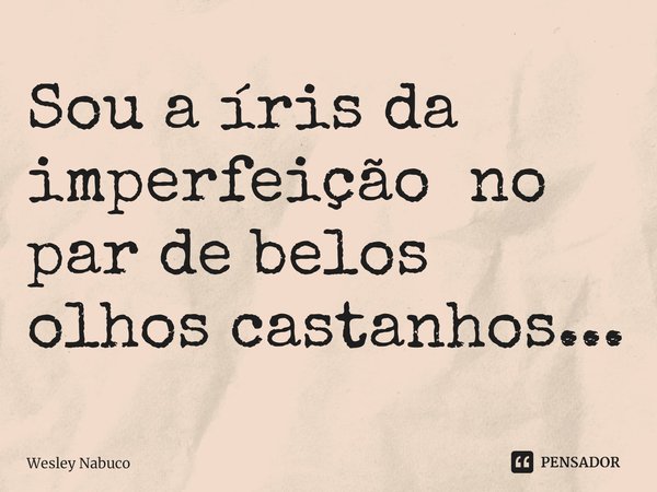 ⁠Sou a íris da imperfeição no par de belos olhos castanhos...... Frase de Wesley Nabuco.