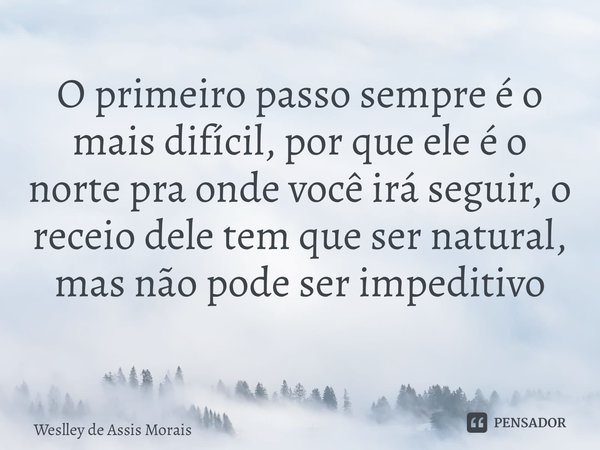 O primeiro passo sempre é o mais difícil, por que ele é o norte pra onde você irá seguir, o receio dele tem que ser natural, mas não pode ser impeditivo ⁠... Frase de Weslley de Assis Morais.