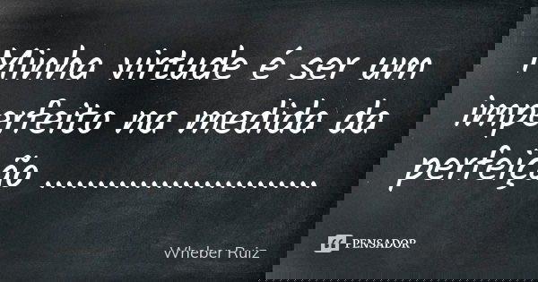 Minha virtude é ser um imperfeito na medida da perfeição ............................. Frase de Wheber Ruiz.