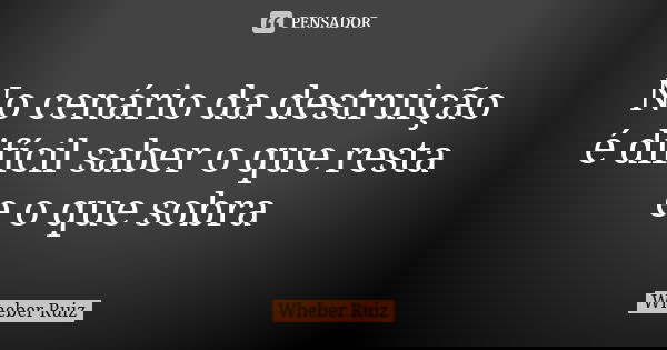 No cenário da destruição é difícil saber o que resta e o que sobra... Frase de Wheber Ruiz.
