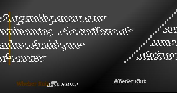 O orgulho puro sem sentimentos , é o reflexo de uma alma ferida que deixou de curar.... Frase de Wheber Ruiz.