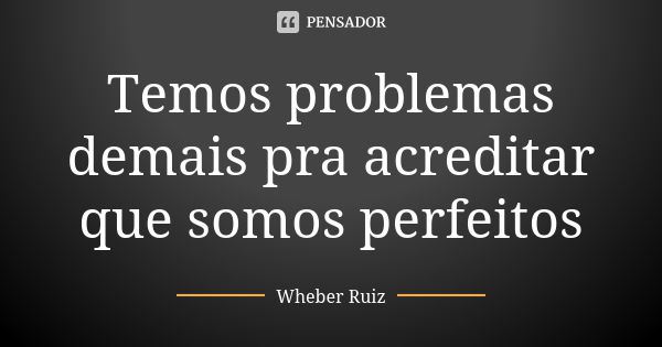 Temos problemas demais pra acreditar que somos perfeitos... Frase de Wheber Ruiz.