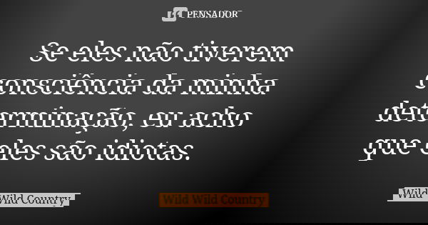 Se eles não tiverem consciência da minha determinação, eu acho que eles são idiotas.... Frase de Wild Wild Country.