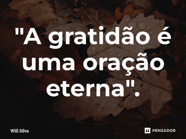 ⁠"A gratidão é uma oração eterna".... Frase de Will Silva.