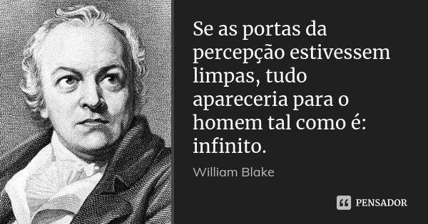 Se as portas da percepção estivessem limpas, tudo apareceria para o homem tal como é: infinito.... Frase de William Blake.
