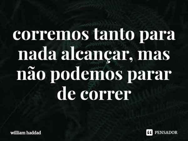 ⁠corremos tanto para nada alcançar, mas não podemos parar de correr... Frase de william haddad.