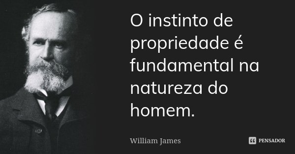 O instinto de propriedade é fundamental na natureza do homem.... Frase de William James.