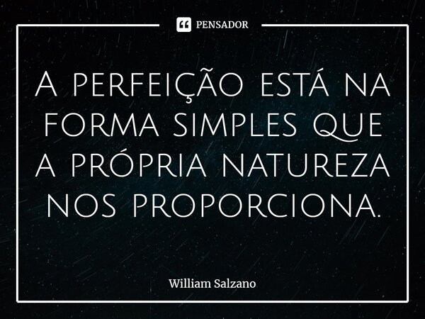 ⁠A perfeição está na forma simples que a própria natureza nos proporciona.... Frase de William Salzano.