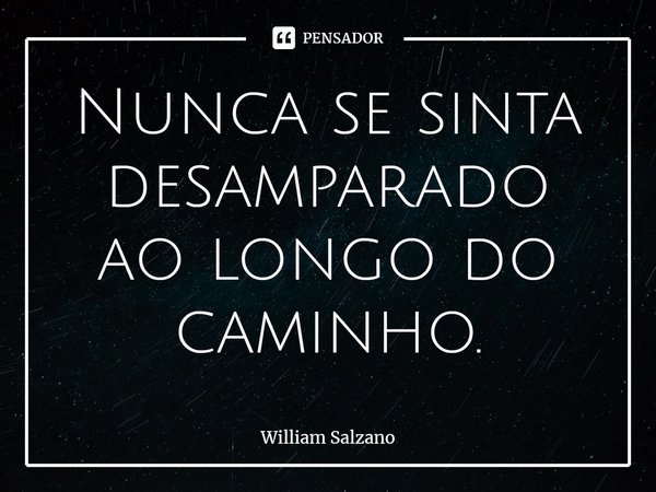 ⁠Nunca se sinta desamparado ao longo do caminho.... Frase de William Salzano.