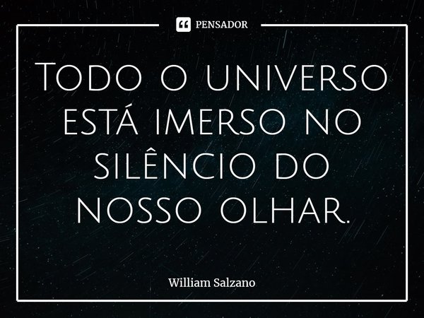 ⁠Todo o universo está imerso no silêncio do nosso olhar.... Frase de William Salzano.