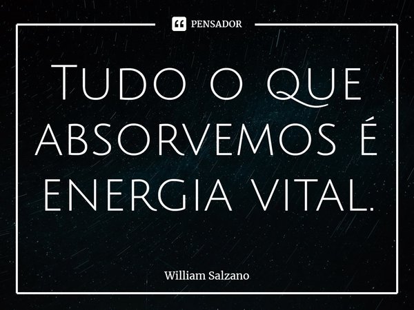 ⁠Tudo o que absorvemos é energia vital.... Frase de William Salzano.