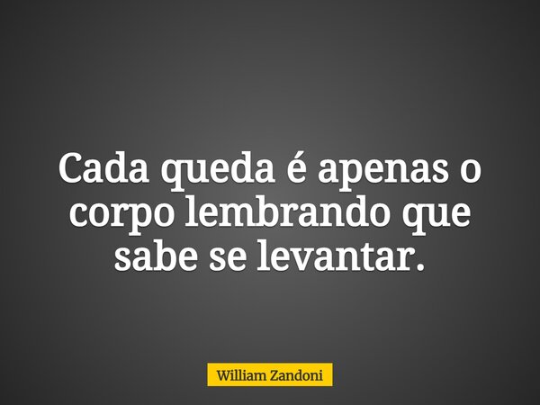 Cada queda é apenas o corpo lembrando que sabe se levantar.... Frase de William Zandoni.