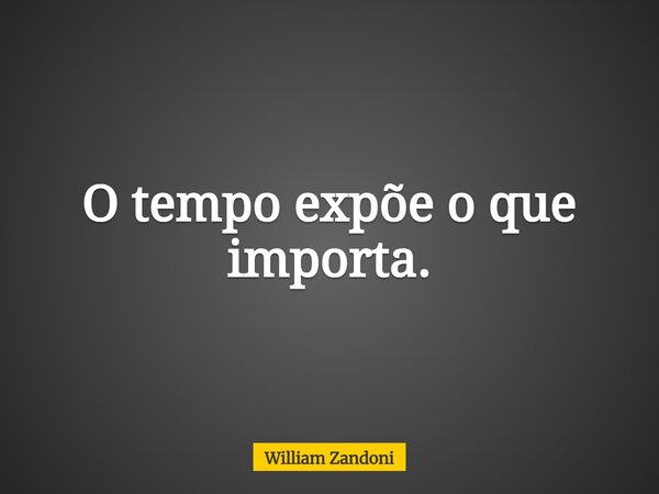O tempo expõe o que importa.... Frase de William Zandoni.