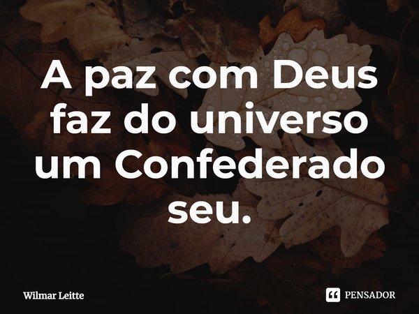 ⁠A paz com Deus faz do universo um Confederado seu.... Frase de Wilmar Leitte.