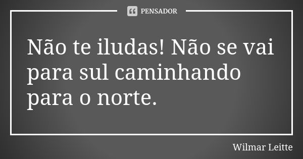 Não te iludas! Não se vai para sul caminhando para o norte.... Frase de Wilmar Leitte.