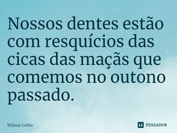 ⁠Nossos dentes estão com resquícios das cicas das maçãs que comemos no outono passado.... Frase de Wilmar Leitte.