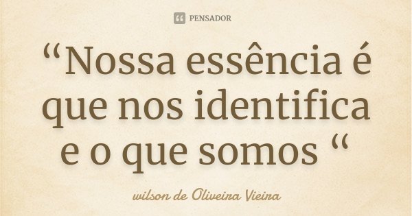“Nossa essência é que nos identifica e o que somos “... Frase de wilson de Oliveira Vieira.